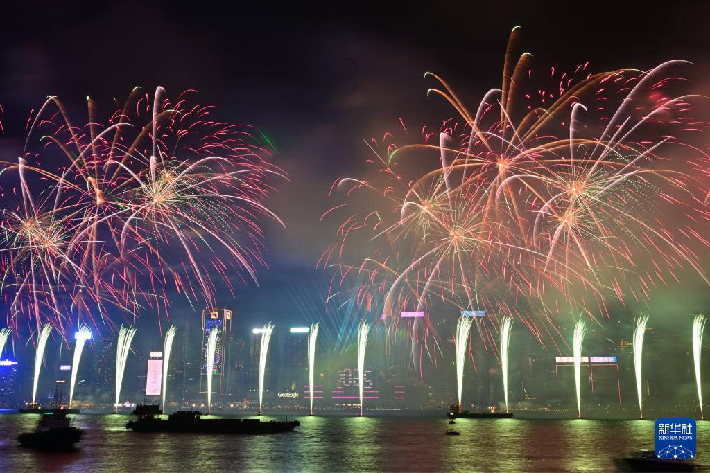 香港举行烟花汇演迎接新年(图2)