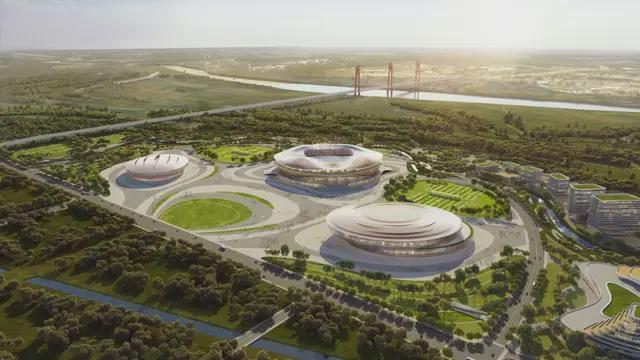 黄河体育中心足球场幕墙施工中“黄河奔腾”意象显现